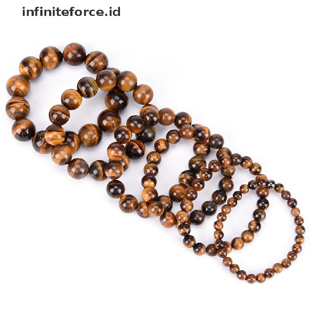 (Infiniteforce.Id) Gelang Manik Batu Tiger Eye Alami Untuk Pria / Wanita