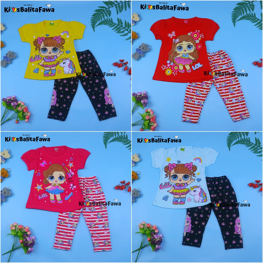 Setelan Mikkey &amp; DOLL uk 2-3 Tahun / Baju Anak Karakter Legging Perempuan Celana Atasan Kaos Cewek