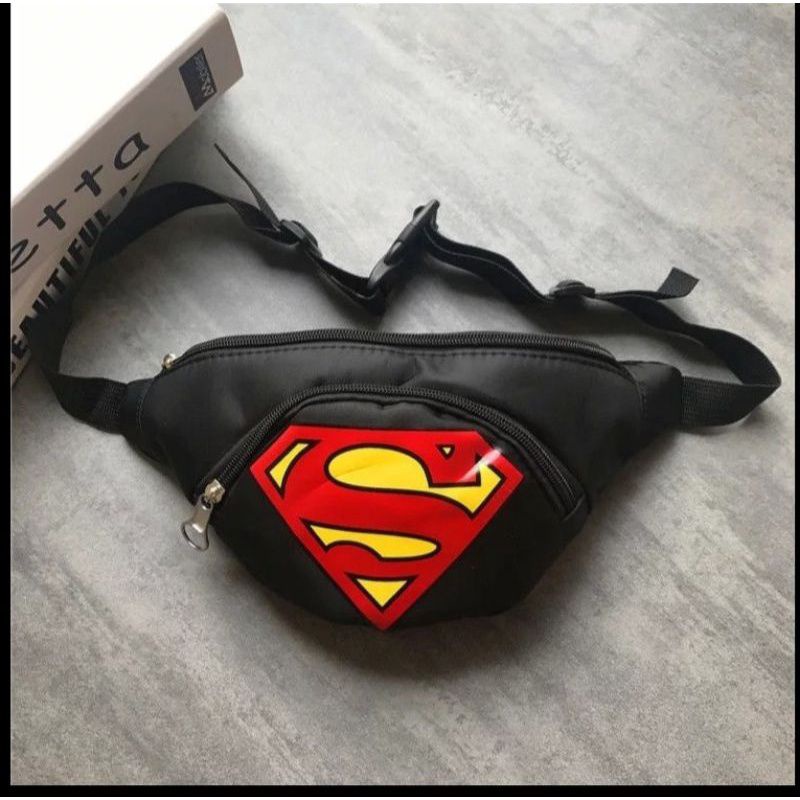 waistbag anak laki-laki canvas karakter superhero - tas anak