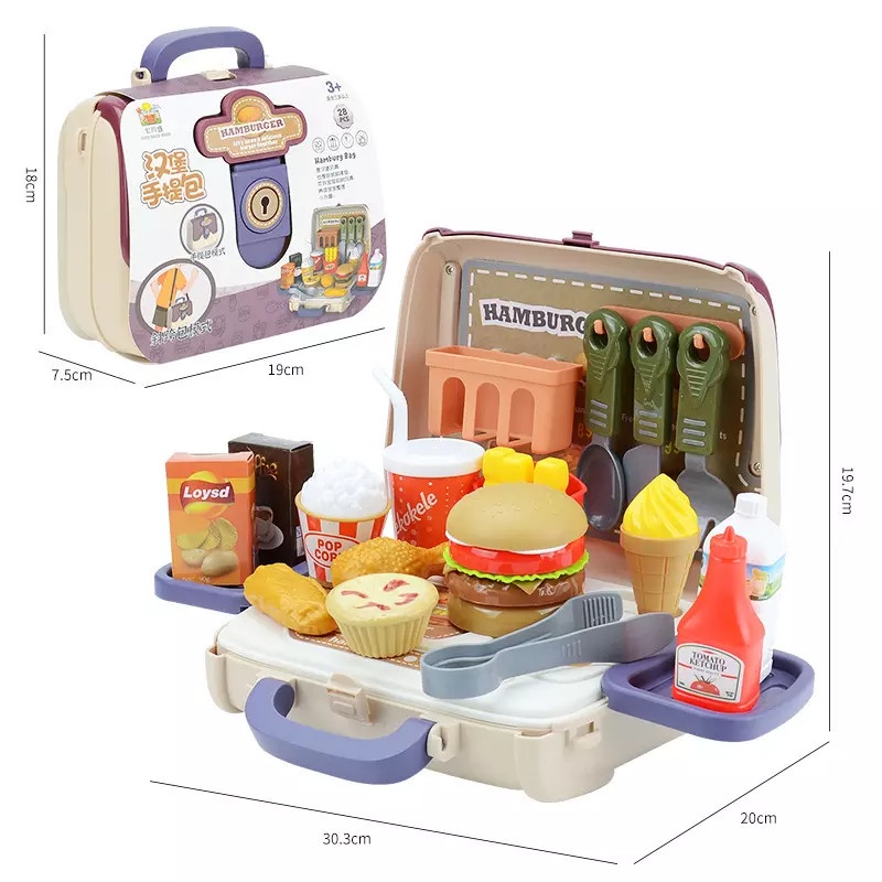 Mainan Anak Tas Makanan Set Hamburg Handbag Tas