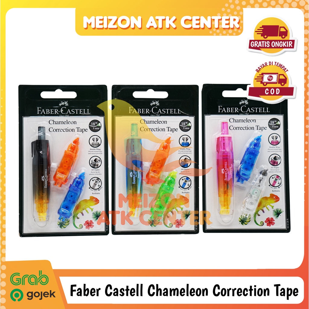 

FABER CASTELL Correction Tape Chameleon Tip Ex + 2 Set Refill [1 PCS]