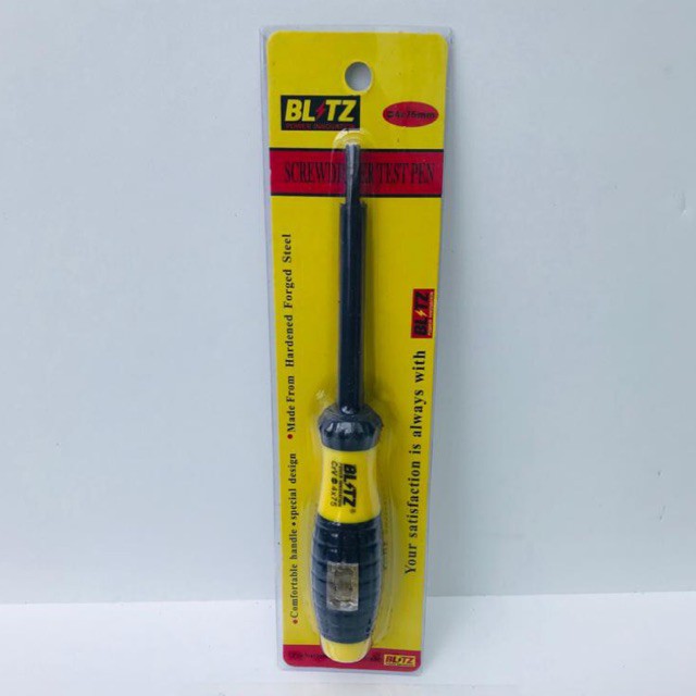 Obeng Tespen BLITZ 3in - Testpen 7,5cm - Test Pen Screwdriver 75mm - Obeng tes arus listrik