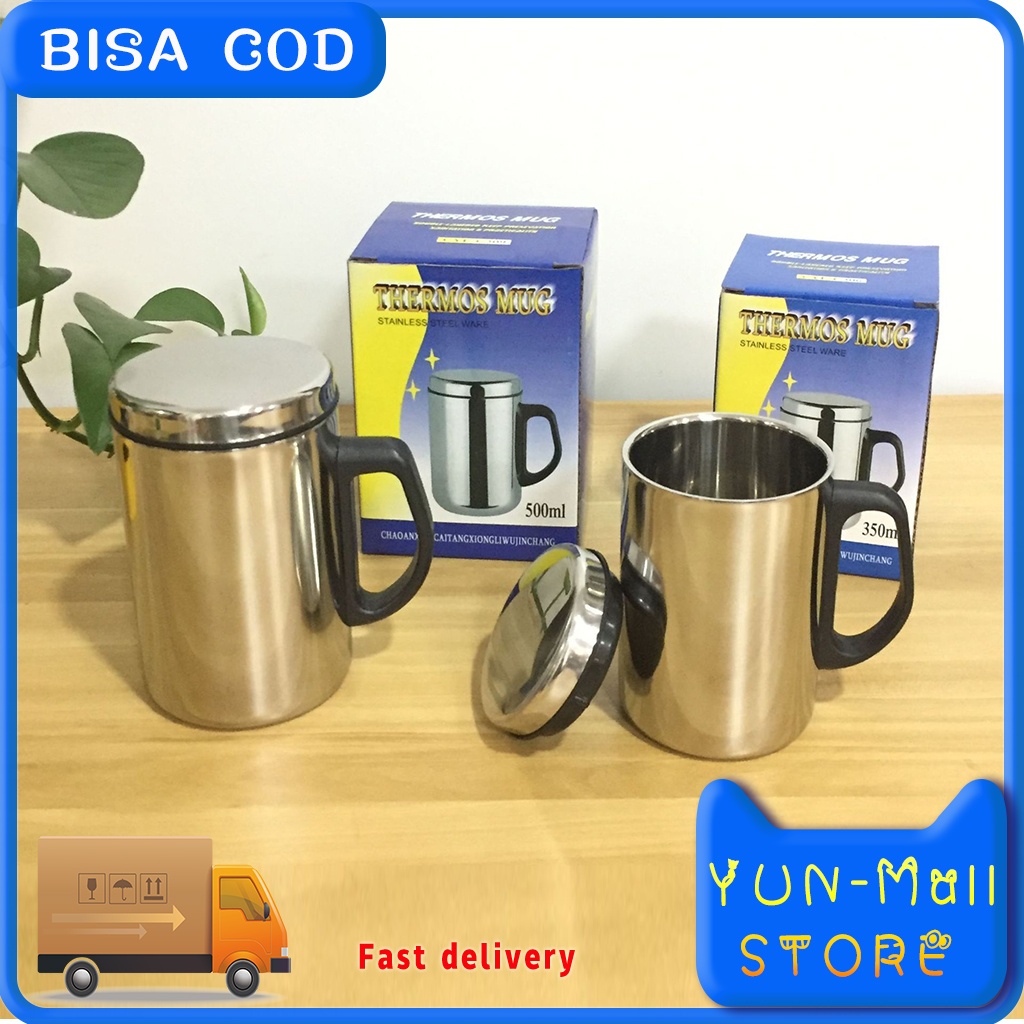 【Dalam stok+Pengiriman Cepat】Thermos Mug Termos Cangkir 350/500ML Gelas Minum Air Panas Dingin Stainless /Fungsi Thermos Tetap Menahan Panas Minuman Anda