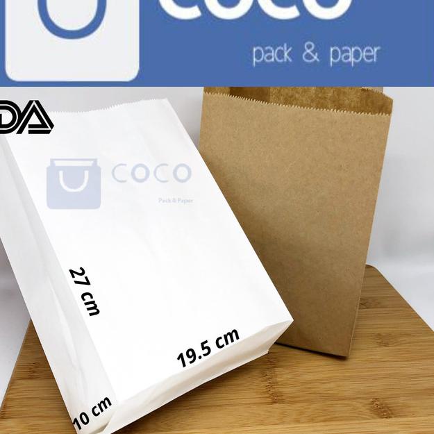 

☺ Paper Bag / Kantong Kertas [ Size L ] [ Food Grade ] [ Isi 100 pcs ] - Putih ➶