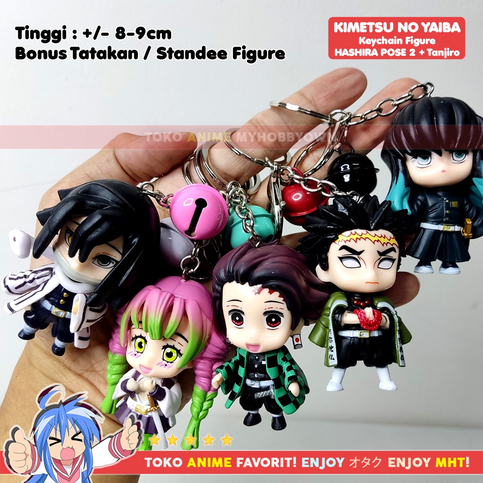 Gantungan Kunci Figure Anime Kimetsu no Yaiba Demon Slayer POSE Hashira Tanjiro Rengoku Giyu Kocho Tengen Gyomei Kanroji Muichiro Sanemi Obanai