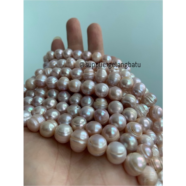 Bahan Mutiara Air Tawar Barok / Baroque LAVENDER 10 x 16mm Bulat pearl