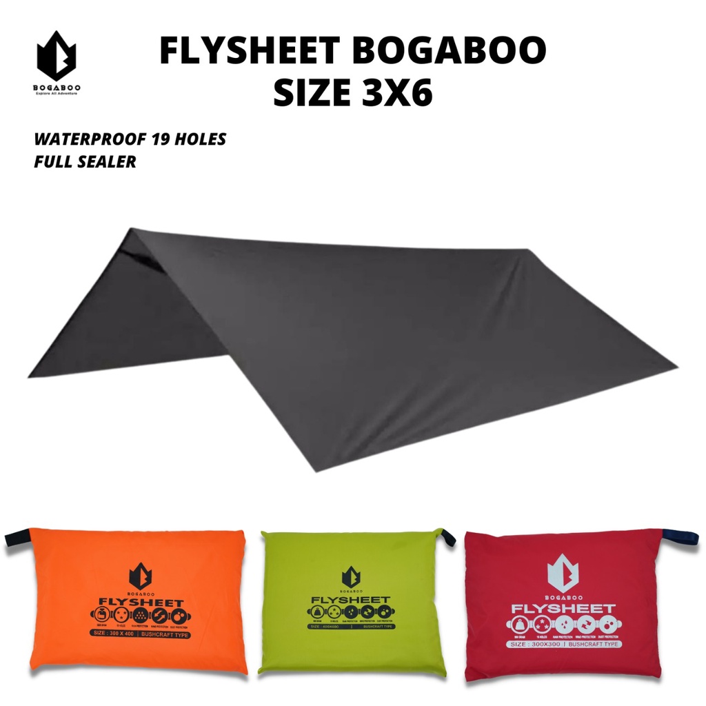 [DAKIDAKU] Flysheet 3x6 Meter 19 Loop Ultralight Waterproof Merk Bogaboo Full Sealer Pelapis Pelindu