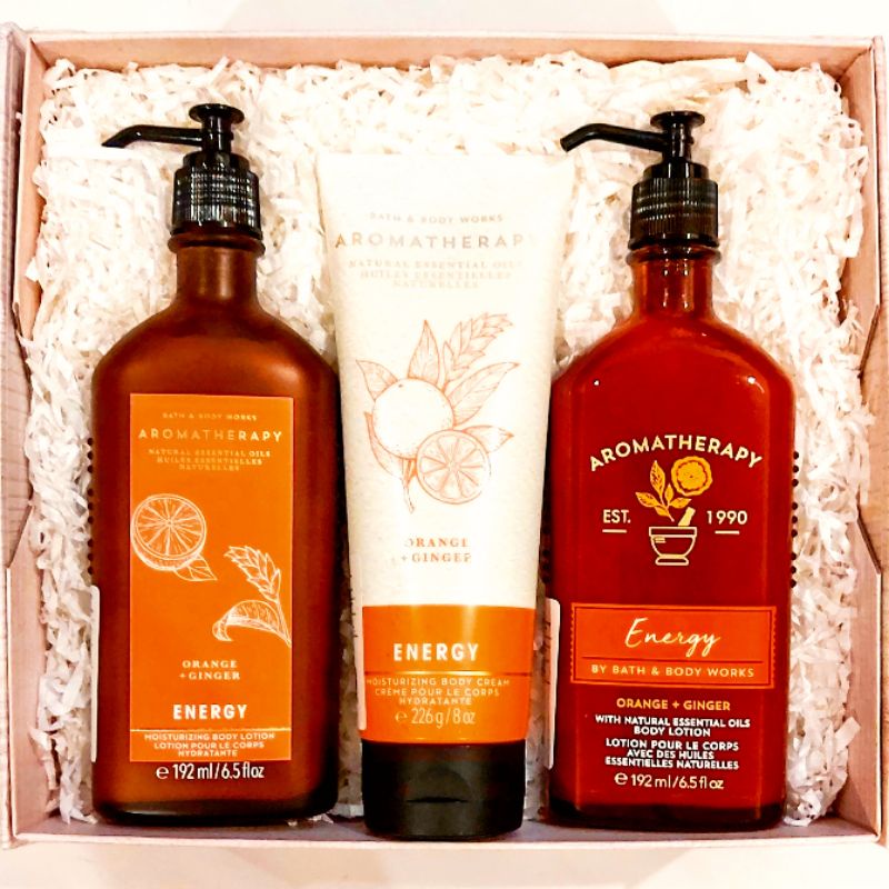 BBW AROMATHERAPHY ENERGY ORANGE + GINGER GIFT SET PAKET BATH &amp; BODY WORKS