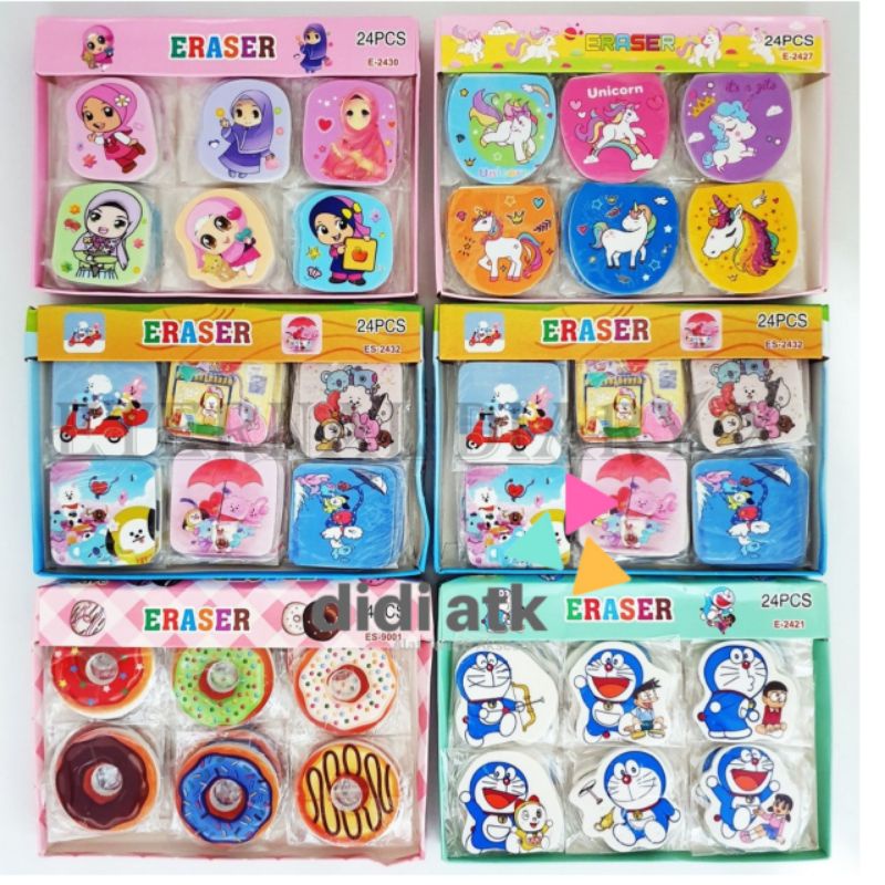 

Penghapus Karakter / Hapusan Motif / Stip Fancy Lucu Unik 1 Box 24 Pcs