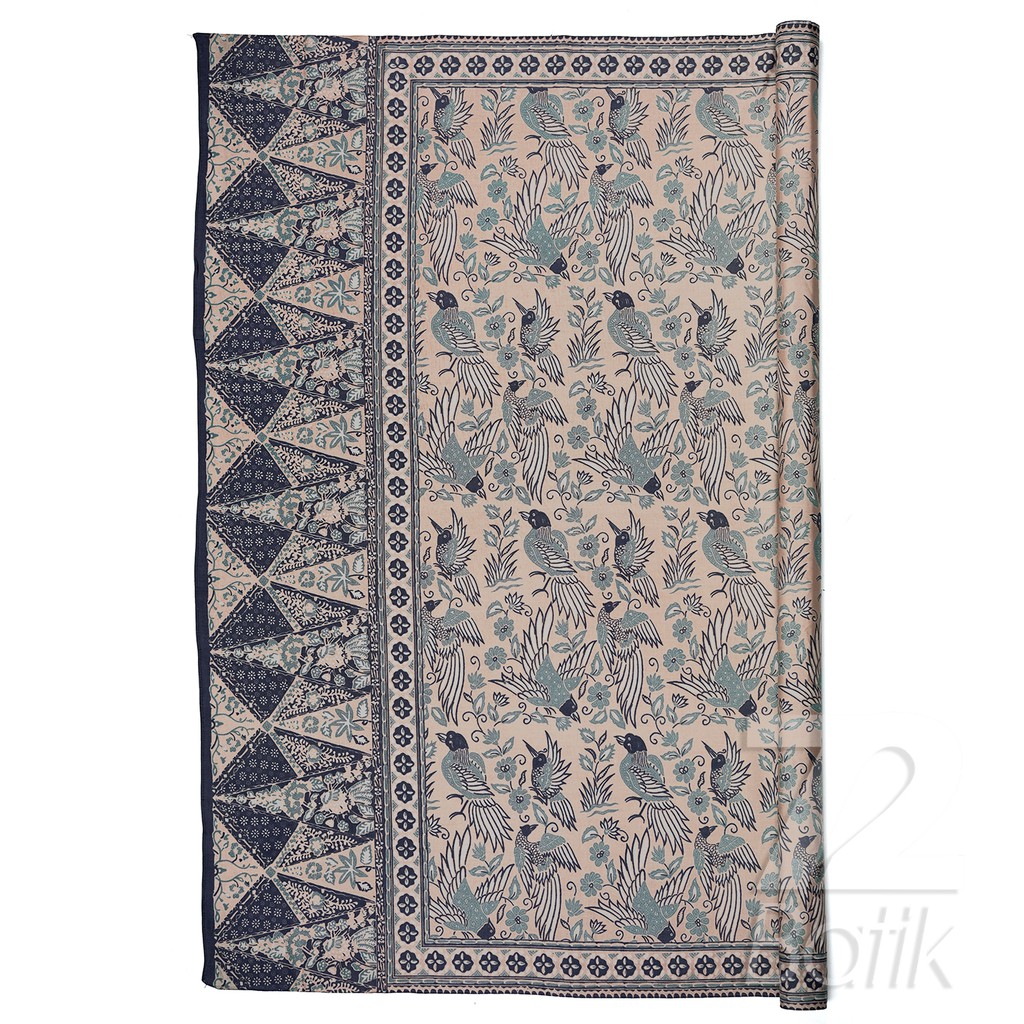 BAHAN BATIK PREMIUM Katun Motif Burung Warna Putih Tulang Biru 728981 Cap 72 Jarik Jarit Samping Kebat Panjang Batik Katun Modern Premium Bahan Seragam Batik Pernikahan Kantor Keluarga Murah Kamen Jadi Batik Bali Lembaran