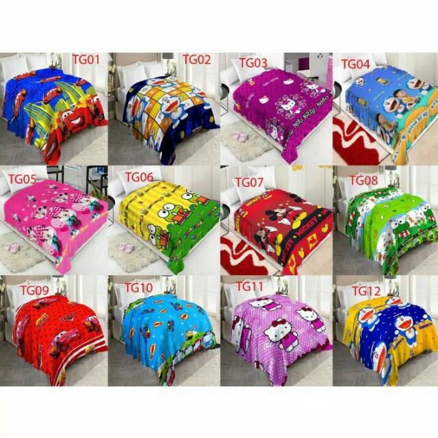 Selimut Anak Motif Karakter Besar Panel Bulu Lembut Import