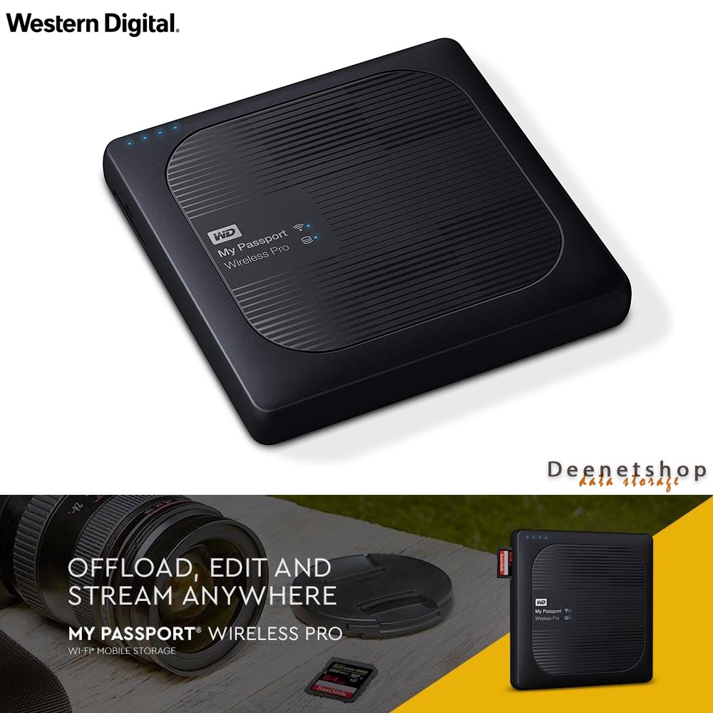 WD My Passport Wireless Pro 1TB / 2TB / 3TB / 4TB- Portable external Hard Drive - WiFi USB 3.0