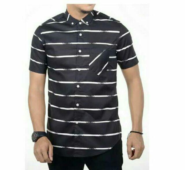 K094 Kemeja Katun Batik Songket Pantai Kasual Pria