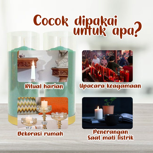 Lilin Lotus Hijau Serbaguna Pilar 1/2 Kati Sepasang