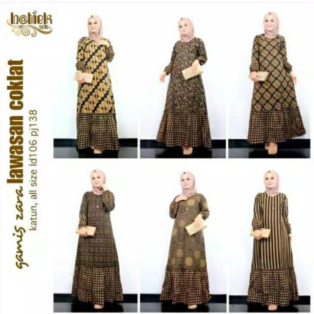 GAMIS ZARA LAWASAN COKLAT BATIK BUSANA WANITA MUSLIM SERAGAM MURAH