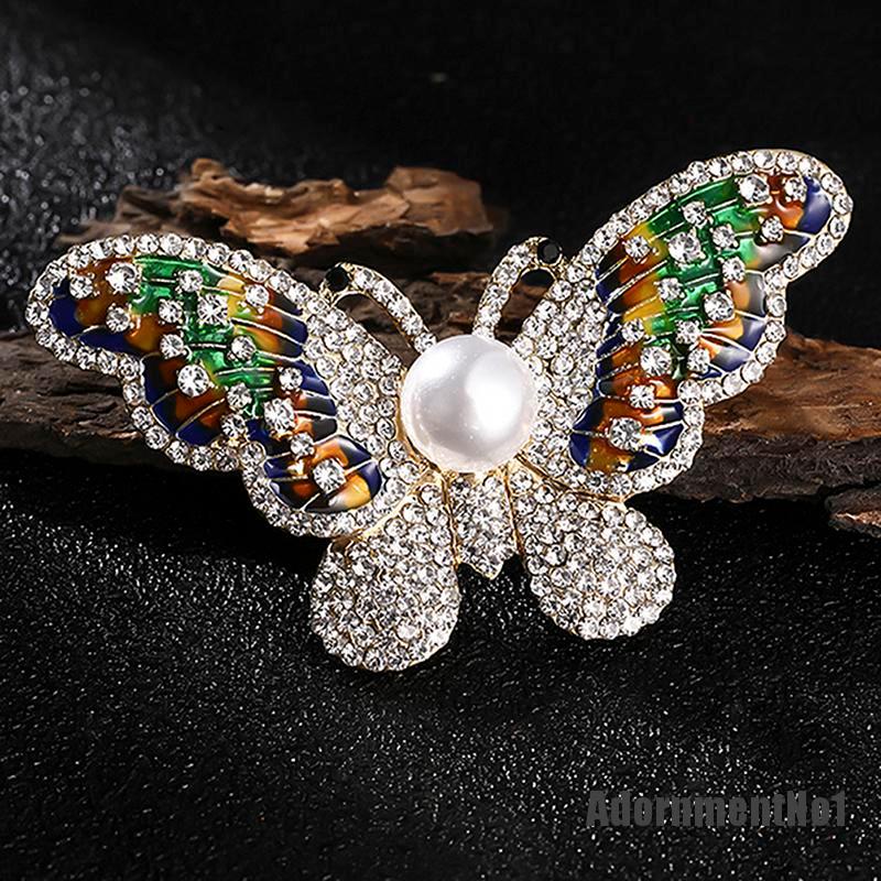 (Adornmentno1) Bros / Pin Butterfly Kristal Berlian Imitasi Untuk Pengantin Wanita