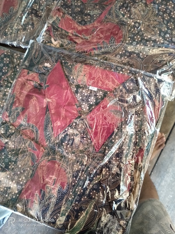 Kemeja Batik Pria Lengan Panjang Size M L Xl Xxl  Bswart Batik Hrb026 Kenongo Hem Panjang Padi