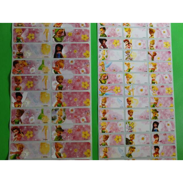 

TINKERBELL Stiker label nama waterproof anti air murah