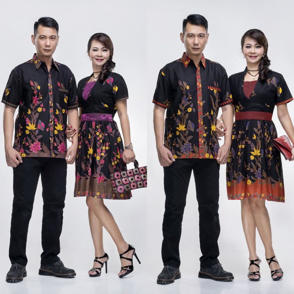 Sarimbit Batik Kemeja dan Dress Tasya Hitam