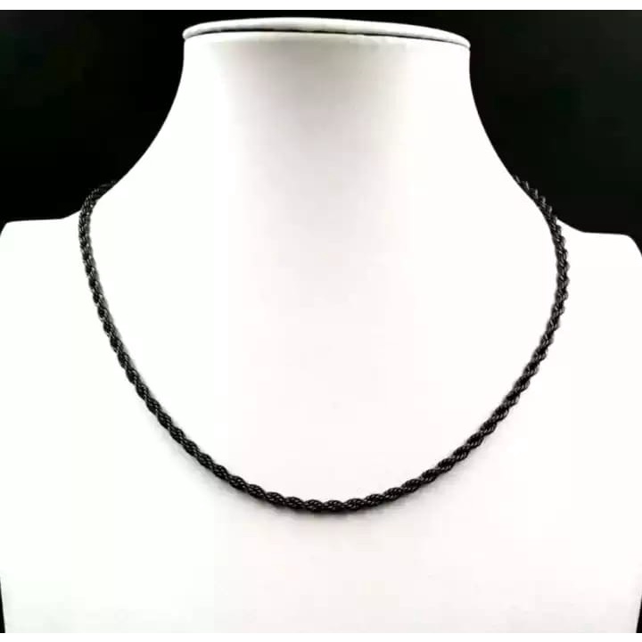 [COD] KALUNG TITANIUM ANTIKARAT BUAT WANITA DAN PRIA TERLARIS KALUNG TITANIUM HITAM