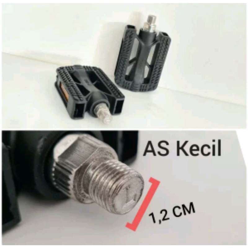 Pedal Sepeda FP 830C Hitam Atom . As Besar UMUM Drat 15 mm. As KECIL Drat 12 mm 1.2cm 12mm.