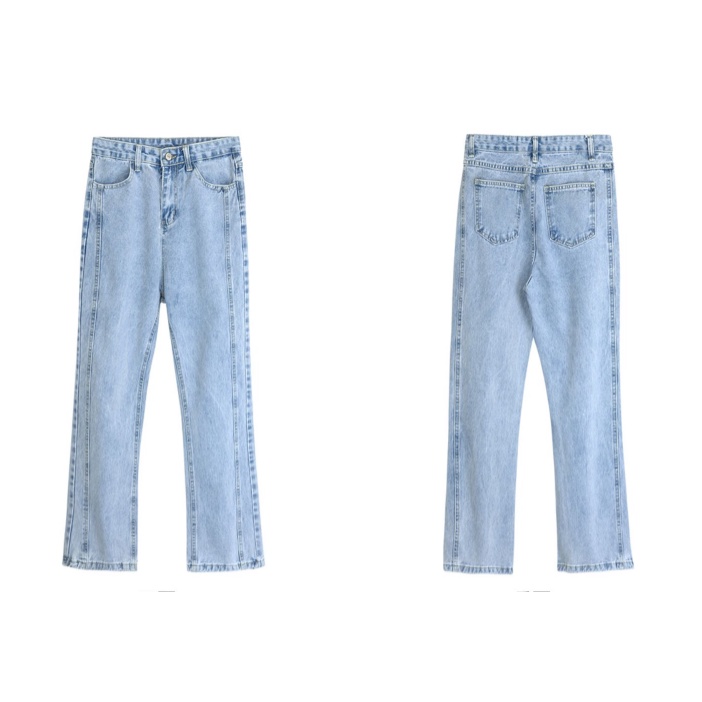 Korean style straight leg  loose light blue jeans