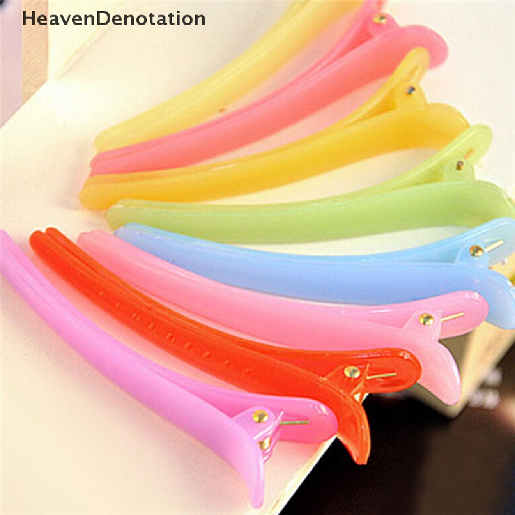 (Heavendenotation) 10pcs Jepit Rambut Buaya Bahan Plastik Warna Campur Untuk Anak Perempuan Diy