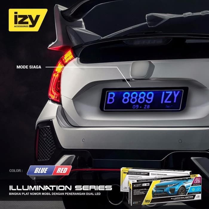 IZY Cover / Dudukan Tempat Plat Nomor Mobil Akrilik LED 1set