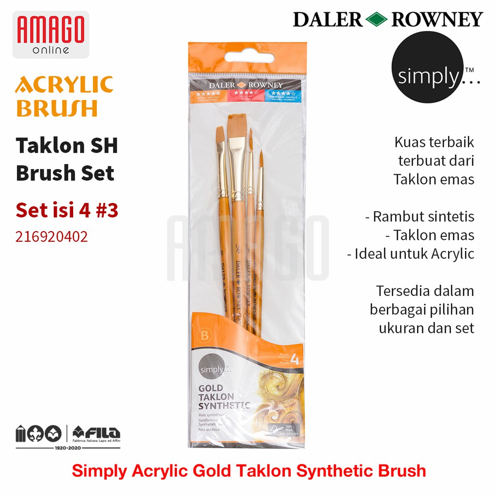 

DALER-ROWNEY Simply Acrylic Gold Taklon Brush Set 4 pcs #3 - 216920402