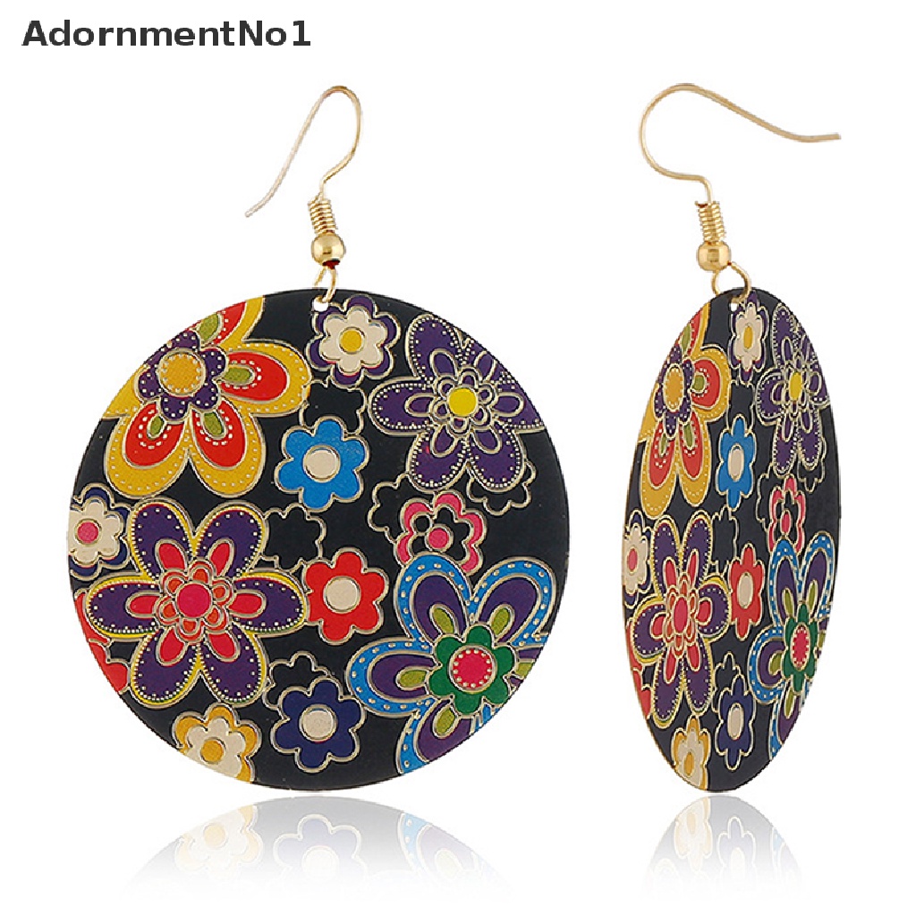 (AdornmentNo1) Anting Tusuk Gantung Bentuk Bulat Warna Warni Gaya Vintage / Bohemian / Etnik Untuk Wanita