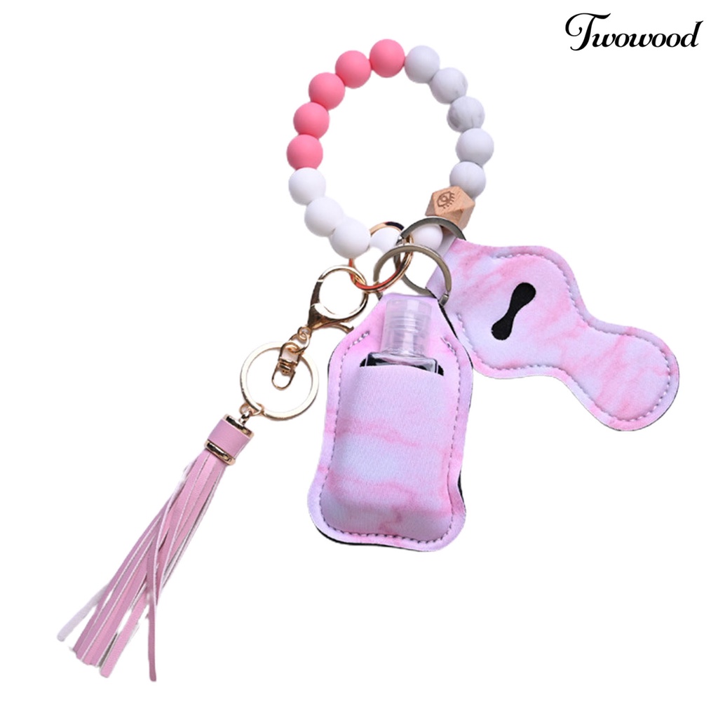 4pcs / Set Gelang Gantungan Kunci Manik-Manik Botol Lipstik Rumbai Bahan Silikon Tahan Air Untuk Pantai