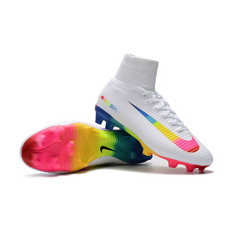 white rainbow cleats