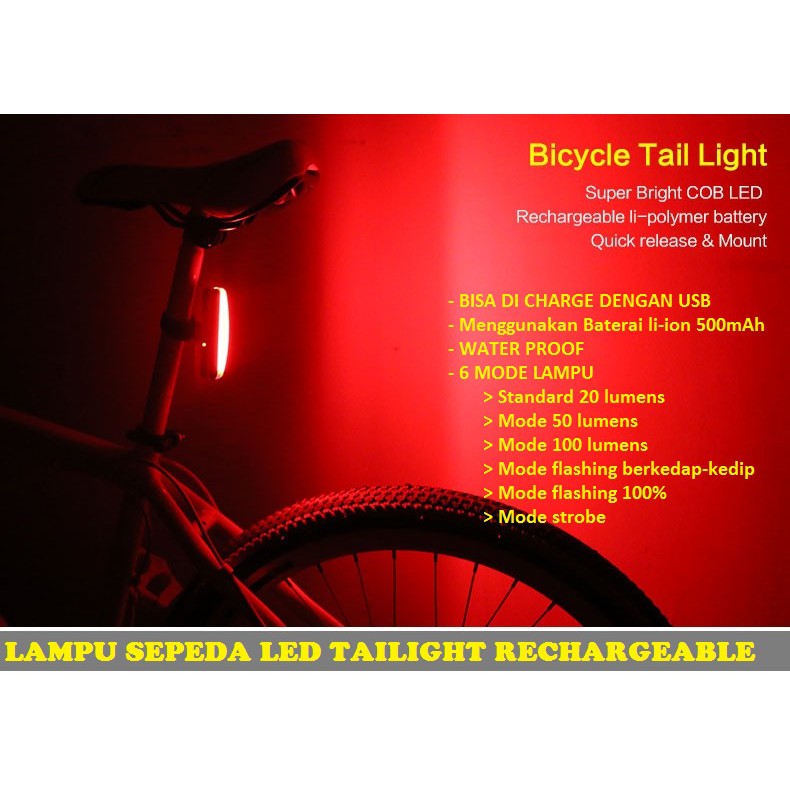 Lampu Sepeda LED Taillight Rechargeable-USB-bicycle lamp-waterproof-anti air