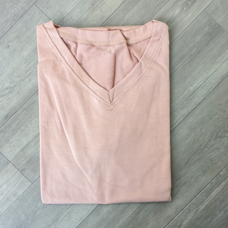 [COD] Kaos polos wanita lengan pendek Oversize Jumbo Murah V neck - by.Nyaman_Kaosan-*Pendek , Latte