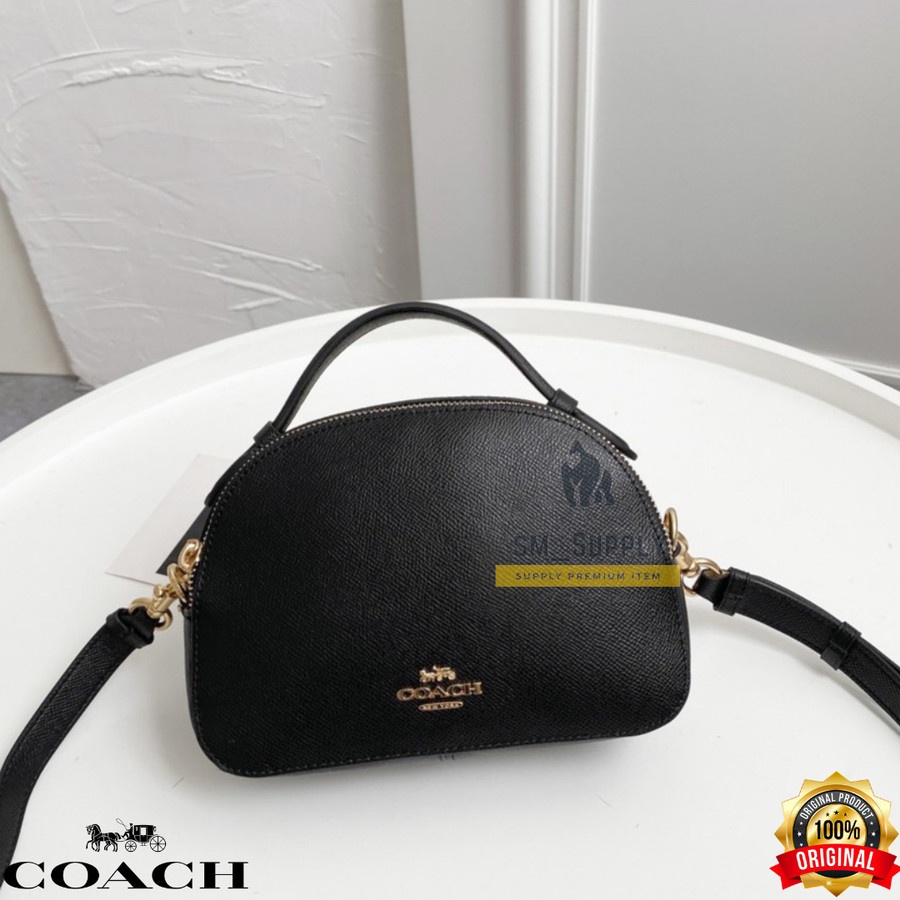TAS WANITA COACH SERENA CROSSGRAIN LEATHER SATCHEL BLACK 1589