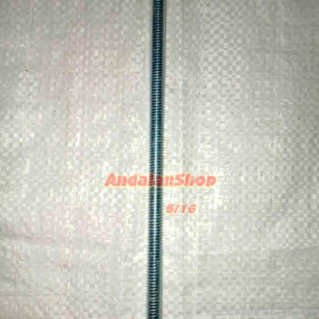 Long drat 5/16" (badan 8mm drat kasar ) per 10btg/gantungan besi/ gantungan pipa/