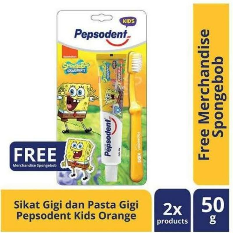 Pepsodent Kids Pasta Gigi dan Sikat Gigi Anak Spongebob 50 gr