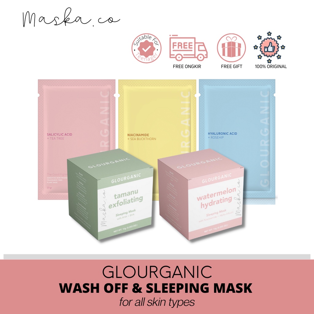 [BUY 1 FREE 1 GIFT] GLOURGANIC SLEEPING MASK TAMANU WATERMELON | MASKER WAJAH GLOURGANIC