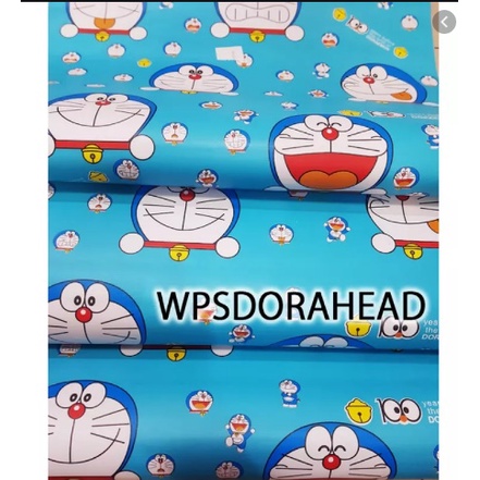 Wallpaper Dinding Motif Doraemon Kepala Ukuran Panjang 10Meter x Lebar 45CM