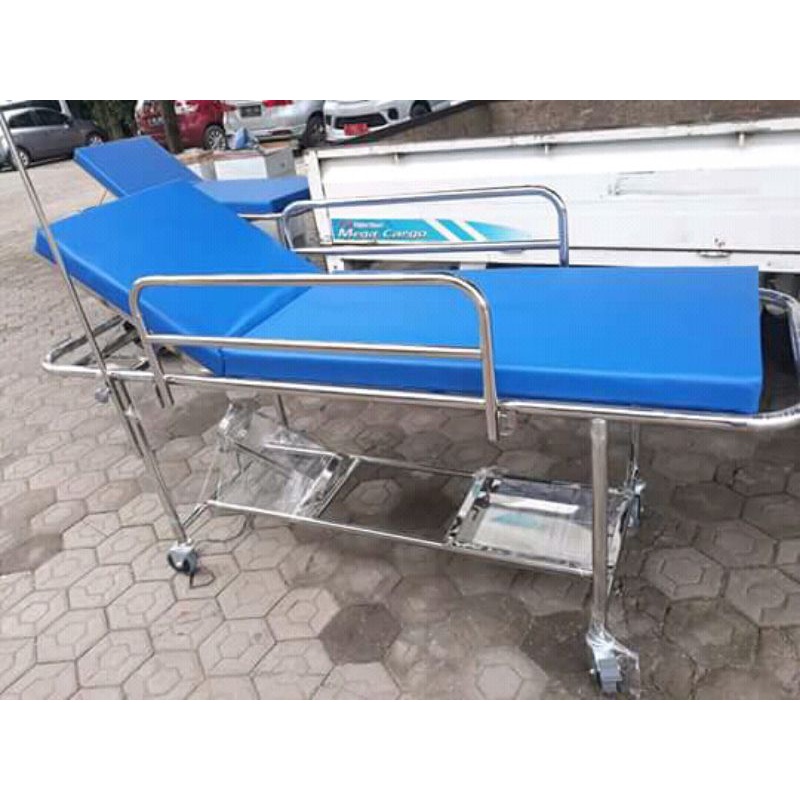 brangkar dorong pasien komplit/ brangkar komplit stainless