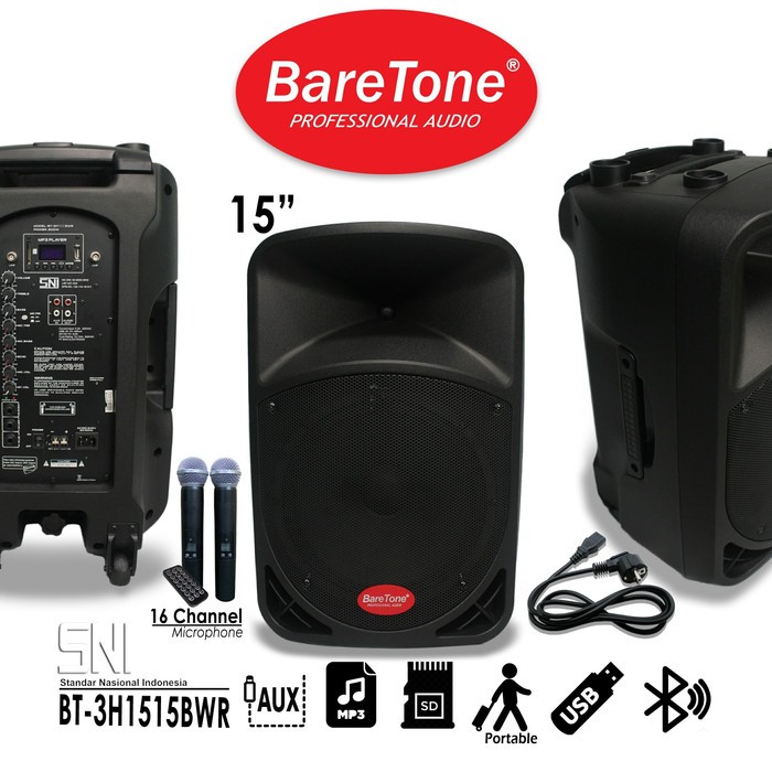 Baretone BT 3H1515BWR - BT3H1515BWR 15" Speaker Portable Wireles