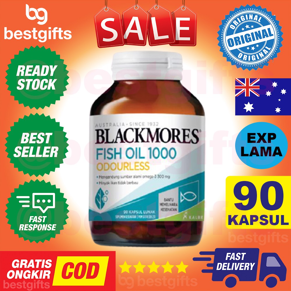 BLACKMORES ODOURLESS FISH OIL OMEGA 3 1000 MG 6 9 MINYAK IKAN DHA JANTUNG KOLESTEROL SENDI 90 KAPSUL