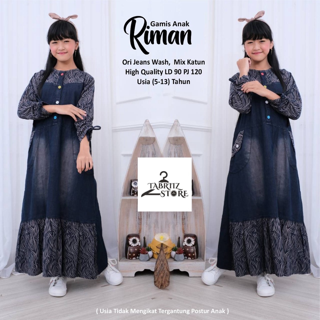 riman kids dress dres maxy pakaian bju baju gamis syari longdress maxi jeans jean jins adem anak per