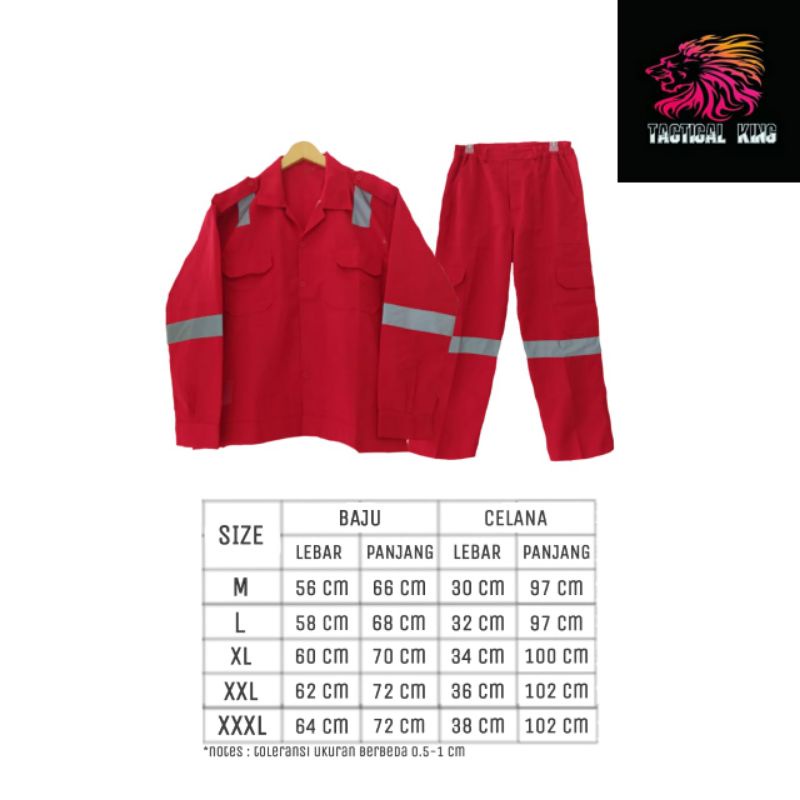 wearpack safety stelan Wearpack Coverall Safety/ Baju Bengkel/Seragam proyek/Seragam Lapangan