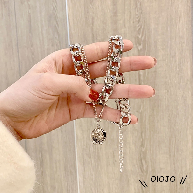Kalung Rantai Double Layer Dengan Liontin Bahan Titanium Steel Gaya Hip Hop - ol
