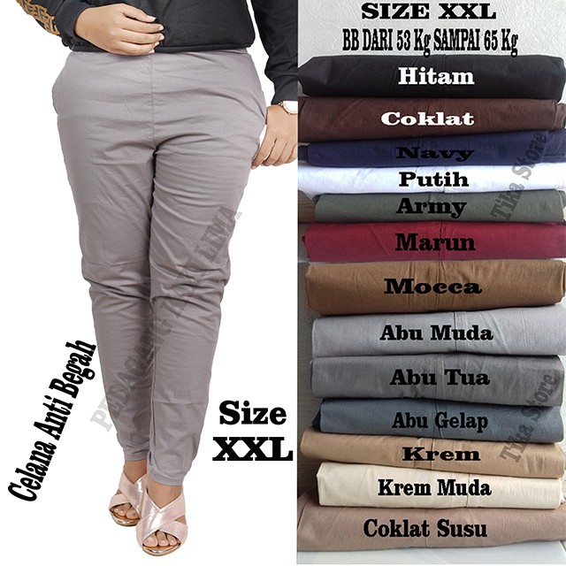 CELANA KATUN ANTI BEGAH JUMBO SIZE XXL  BASIC COTTON PANTS CELANA PANJANG STRETCH