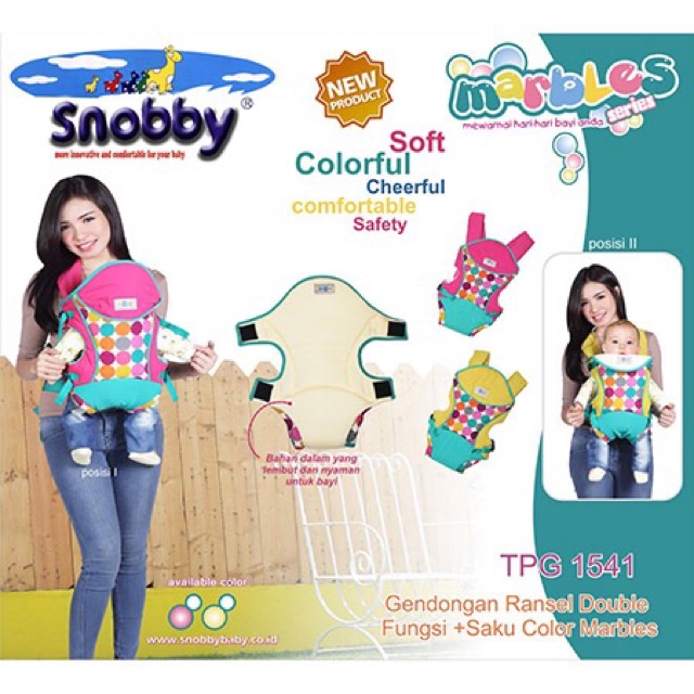 Gendongan Bayi Snobby Ransel Double Fungsi Saku Color Marbles TPG 1541