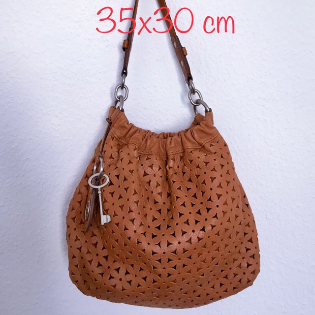 Tas FOSSIL Hobo Beutel Lasercut Original Preloved Full Leather Selempang
