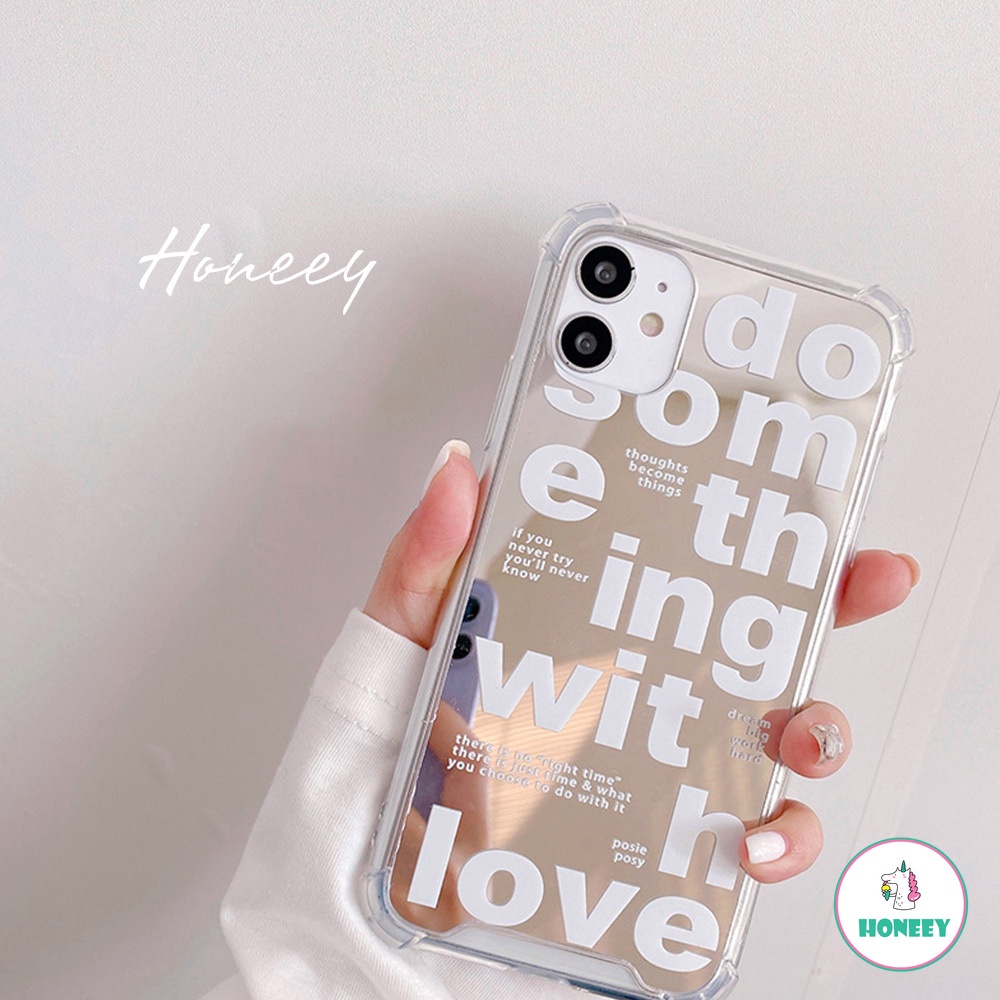 INS Art Letter Mirror Phone Holder Phone Case compatible for IPhone 14 13 12 11 Pro Max X Xs Max XR 8 7 Plus Shockrpoof Soft TPU Back Cover