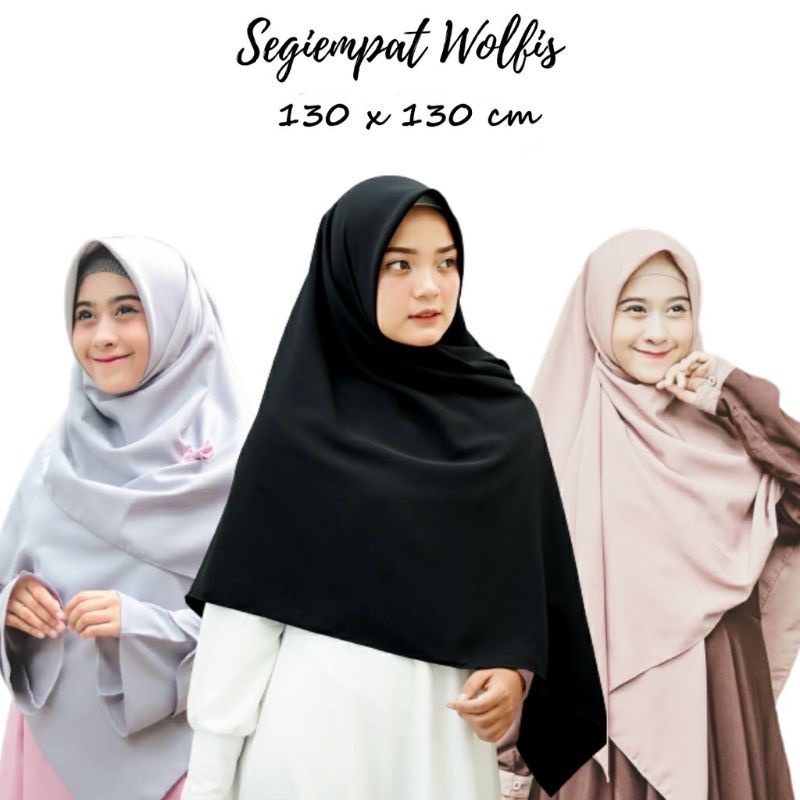 Hijab Segi Empat Wolfis 130 x 130 / Jilbab Segi Empat Wolfis Syari Jumbo